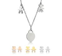 inSCINTILLE Collana Donna in Acciaio Inossidabile con Ciondolo Bebè e Cristalli Strass (Cuore Argento)