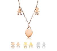 inSCINTILLE Collana Donna in Acciaio Inossidabile con Ciondolo Bebè e Cristalli Strass (Cuore Oro Rosa)