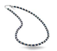inSCINTILLE Collana Uomo Acciaio Inossidabile con Rondelle e Bulloni, Lunghezza Regolabile 48-53cm con Confezione Regalo (Blu)