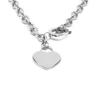 inSCINTILLE Cuore Rock Collana Donna a Catena in Acciaio Lucido Inossidabile e Cuore (Argento)