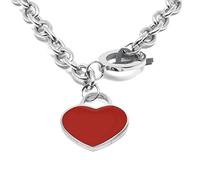 inSCINTILLE Cuore Rock Collana Donna a Catena in Acciaio Lucido Inossidabile e Cuore (Rosso)