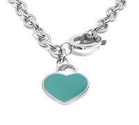 inSCINTILLE Cuore Rock Collana Donna a Catena in Acciaio Lucido Inossidabile e Cuore (Verde)
