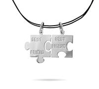 inSCINTILLE Dolci metà Collana con Ciondolo Puzzle divisibile in argento rodiato, collana coppia e ciondolo fidanzati o amiche (2, Best Friend)
