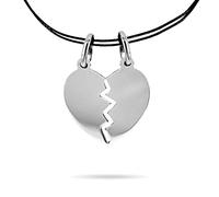 inSCINTILLE Dolci Metà Collana Cuore Divisibile in Argento 925 Rodiato | Collana Coppia Lui e Lei Amicizia Amore | Made in Italy | Ciondolo Cuore Spezzato + 2 Catene 70 cm | Idea Regalo