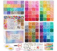 INSCRAFT 22000 pezzi di perline di argilla per creare braccialetti, kit da 120 colori, perline rotonde piatte in argilla polimerica, kit per brac