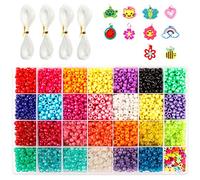 Inscraft, 4.600 perline per pony da 9 mm, set in 27 colori con lettere e perline a stella e corda elastica per la creazione di braccialetti e gioielli