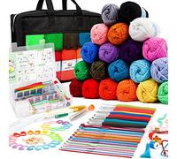 Set di 20 matasse di filato acrilico grandi, 105 pezzi per uncinetto con ganci set di filati, accessori, ideale per bambini adulti principianti professionisti