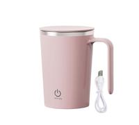 Inscrip Automescolante, 400 ml, ricaricabile, tazza da caffè con mescolamento automatico in acciaio inossidabile, tazza elettrica con mescolamento magnetico con coperchio per caffè, tè, latte(Rosa)