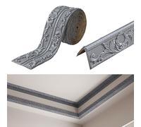 Inscrip Bordo autoadesivo, 5 m x 10 cm x 8 mm, modanature in stucco 3D, autoadesive, impermeabili, per angoli e soffitti (grigio)