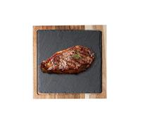 Inscrip Piatto da portata in ardesia, per bistecca e barbecue, tagliere in legno di acacia e pietra naturale, piatto da antipasto, piatto da salmone, piatti piani occidentali (quadrati)