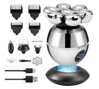 Inscrip Rasoio elettrico da uomo, 6 in 1, liscio, con 7 testine rotanti e kit per la cura della barba, IPX7, impermeabile, ricaricabile
