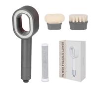 Inscrip Set doccia con filtro, soffione doccia 3 in 1, soffione doccia a mano con spazzole per la pulizia, spugna, filtro soffione contro il calcare, alta pressione a risparmio d'acqua per rimuovere