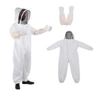 Inscrip Tuta da apicoltore, tuta da apicoltore, tuta protettiva per tutto il corpo, abbigliamento protettivo con velo, cappuccio, guanti, cappello, tute per apicoltori unisex, bianco (XXL)
