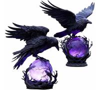 INSDHCCHD Lampada LED Gotica Raven's Moonlight, Scultura misteriosa di Un Corvo su Una Sfera Luminosa, con Luce Viola, for Collezionisti e Appassionati di Halloween.(Mixed)