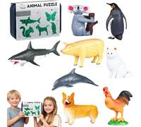 Insect & Animal Slot Assembly Toys with 8Pcs Lifelike Insect/Animal Models, Educational Bug Playset, 3 Progressive Levels for Learning Nature Exploration (Beginner)