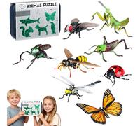 Insect & Animal Slot Assembly Toys with 8Pcs Lifelike Insect/Animal Models, Educational Bug Playset, 3 Progressive Levels for Learning Nature Exploration (Advanced)