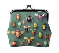 Insect Atlas - Portamonete da donna, rettangolare, con chiusura a bacio, tascabile, mini portamonete da donna