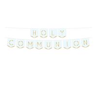 Insegna A Pennant Per La Prima Comunione In Oro Foil Botanico