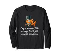 Insegna a Un Uomo a Pescare Meme Troll - Funny Fish Gentleman Maglia a Manica