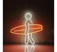 Insegna al neon a forma di tavola da surf Insegna a luce al neon in acrilico LED Decorazione della stanza Lampada da notte al neon USB Decorazione per Decorazioni natalizie-Bianco rosso