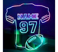 Insegna al neon a LED con maglia da calcio personalizzata, luminosità regolabile, intagliata in 3D, personalizzabile con il tuo nome e numero, decorazione da parete multicolore alimentata tramite USB