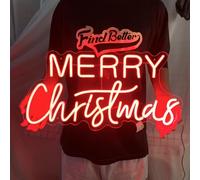Insegna al neon a LED rossa con scritta "Merry Christmas", 53,3 cm, dimmerabile, da appendere, per feste di Natale, per casa, finestre, garage, negozi, pareti, regali decorativi (rosso Buon Natale)