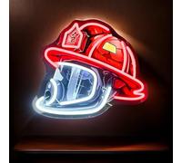 Insegna al Neon Casco Antincendio, Luce al Neon Pop Art a LED Alimentata USB Casco Vigile del Fuoco, Regalo for Vigili del Fuoco e Decorazione Caserma, Decorazione Man Cave, Illumina il Tuo