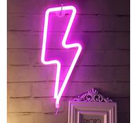 Insegna al neon con fulmine a LED, insegne al neon rosa per camera da letto, cartello al neons decorativo da parete con fulmine, USB/a batteria, luci al per la decorazione della stanza dei giochi