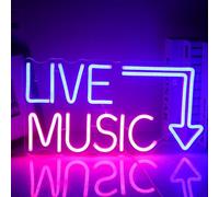 Insegna al neon con musica dal vivo, grande, blu e rosa, alimentata tramite USB, luce al neon per studio musicale, bar, camera da letto, feste, club, decorazione da parete