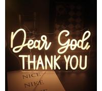 Insegna al neon con scritta "Dear God Thank You" a LED, dimmerabile, decorativa, per ufficio, casa, soggiorno, classe, regali cristiani, regalo di compleanno di Natale (bianco caldo)