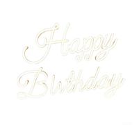 Insegna al neon con scritta "Happy Birthday", 42 x 31 cm, bianca, alimentata tramite USB, luce decorativa a LED per feste, illuminazione vibrante, per interni ed esterni, feste di compleanno