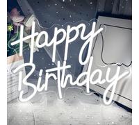 Insegna al neon con scritta "Happy Birthday", luce al neon a LED, per decorazione da parete, dimmerabile, decorazione artistica per compleanno, per tutte le feste di compleanno, 40 x 33 cm (buon