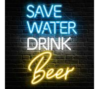 Insegna al neon con scritta "Save Water Drink Beer", per la grotta degli uomini, per casa, bar, pub, decorazione da parete, regalo per gli amanti della birra, compleanno, Natale