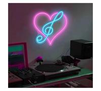 Insegna al neon Decorazione luminosa al neon a forma di cuore con musica per insegne, luminosità regolabile 35 cm x(B)