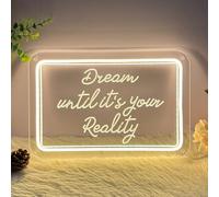 Insegna al neon Dream Until It's Your Reality For Decorazione da parete 3D Art Carving Design per interni Camere da letto Sfondo flessibile per feste di Natale, matrimoni, soggiorno, compleanno per
