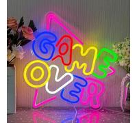 Insegna al neon Game Over da parete, decorazione da gioco a LED alimentata tramite USB for la stanza dei giocatori, luce for zona giochi for cameretta di ragazzi e bambini(OVER)