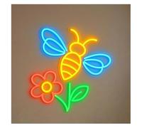 Insegna al neon Insegna al neon con fiori d'api dimmerabile, decorazione per la natura e il giardinaggio, soggiorno, 40 cm