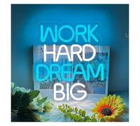 Insegna al Neon Insegna Al Neon Work Hard Dream Big | Luce A LED Per Ufficio, Camera Da Letto, Studio, Caverna, Motivazionale, Celebrazione, Decorazione 34.5cmx38cm