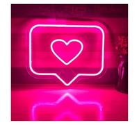 Insegna al Neon Lampada Al Neon USB A Forma Di Cuore Per Decorazione Da Parete, Camera Da Letto, Studio Fotografico, Lampada Al Neon 32x30cm(Rosa)