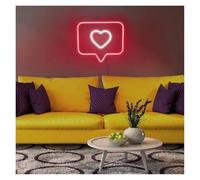 Insegna al Neon Lampada Al Neon USB A Forma Di Cuore Per Decorazione Da Parete, Camera Da Letto, Studio Fotografico, Lampada Al Neon 32x30cm(Rosso)