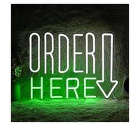 Insegna al Neon LED Order Here Insegna Al Neon Lettera Luminosa Per Decorazioni Da Parete Dimmerabile LED USB Ristorante Negozio Bar Affari Illuminato 42cm×28.5cm