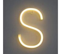 Insegna al neon, luce LED bianca calda con lettere dell'alfabeto, alimentata a batteria e USB, lettere sospese per camera da letto, bar, decorazioni per matrimoni e regali (S)