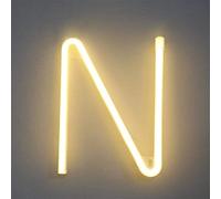Insegna al neon, luce LED bianca calda con lettere dell'alfabeto, alimentata a batteria e USB, lettere sospese per camera da letto, bar, decorazioni per matrimoni e regali (N)