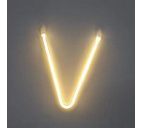 Insegna al neon, luce LED bianca calda con lettere dell'alfabeto, alimentata a batteria e USB, lettere sospese per camera da letto, bar, decorazioni per matrimoni e regali (V)