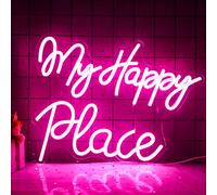 Insegna al neon My Happy Place luce al neon con parole rosa per camera da letto