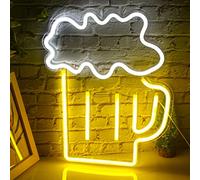 Insegna al Neon per Birra Insegne luminose a Led Giallo Bianco Luce al Neon Decorativa Applique da Parete per Bar Pub Ristorante Negozio Decorazione Party Sign