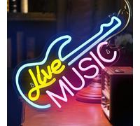 Insegna al neon per chitarra Musica dal vivo Segno al neon Lampada per chitarra Lampada al neon a led per la decorazione della parete Forma di chitarra Segni al neon per la decorazione della parete