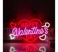 Insegna al neon per finestra, alimentata tramite USB, 40 x 24 cm, grande cuore rosa e rosso, decorazione per San Valentino, decorazione per parete, tavolo, bar, soggiorno, casa, ufficio