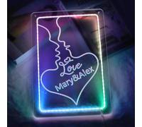 Insegna al neon personalizzata con bacio del cuore per la decorazione della parete, camera da letto dell'insegna al neon di coppia, luce al neon a led intagliata 3D, segno astratto luminoso, regalo di