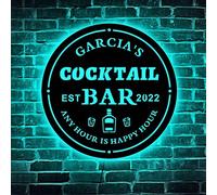 Insegna al neon personalizzata, insegne in metallo personalizzate, segno in legno con luce a LED, cartello da cocktail bar